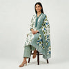 Off White Cotton And Rayon Block Print Kurta Set With Dupatta For Women