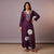 Purple Cotton Floral Embroidered V-Neck Cord Set For Women