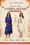 Cotton And Rayon Embroidered Kurta Set With Dupatta For Women (Pack Of 2)