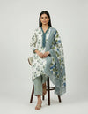Off White Cotton And Rayon Block Print Kurta Set With Dupatta For Women